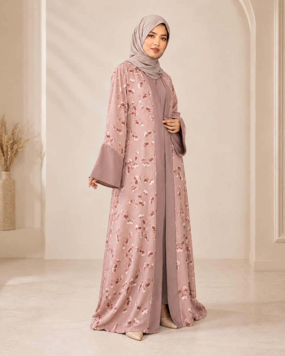 Hiba Cinnamon Floral Abaya 0726 000553
