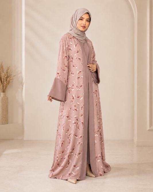 Hiba Cinnamon Floral Abaya 0726 000553