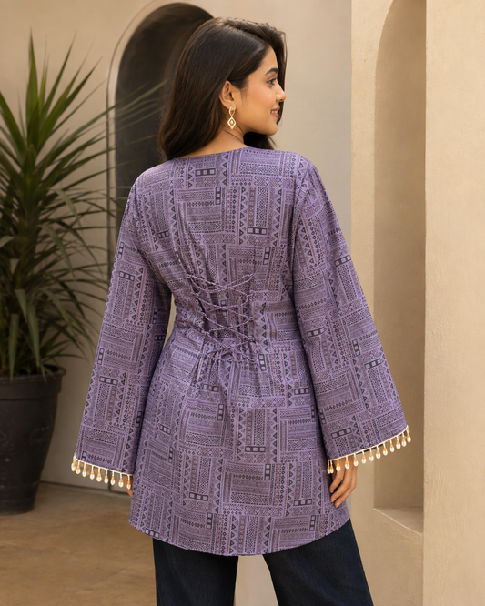 Showstopper Lavender Boho Corset Kurti 0726 000544