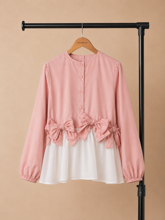 Showstopper Bow Blush Top 0626 000528