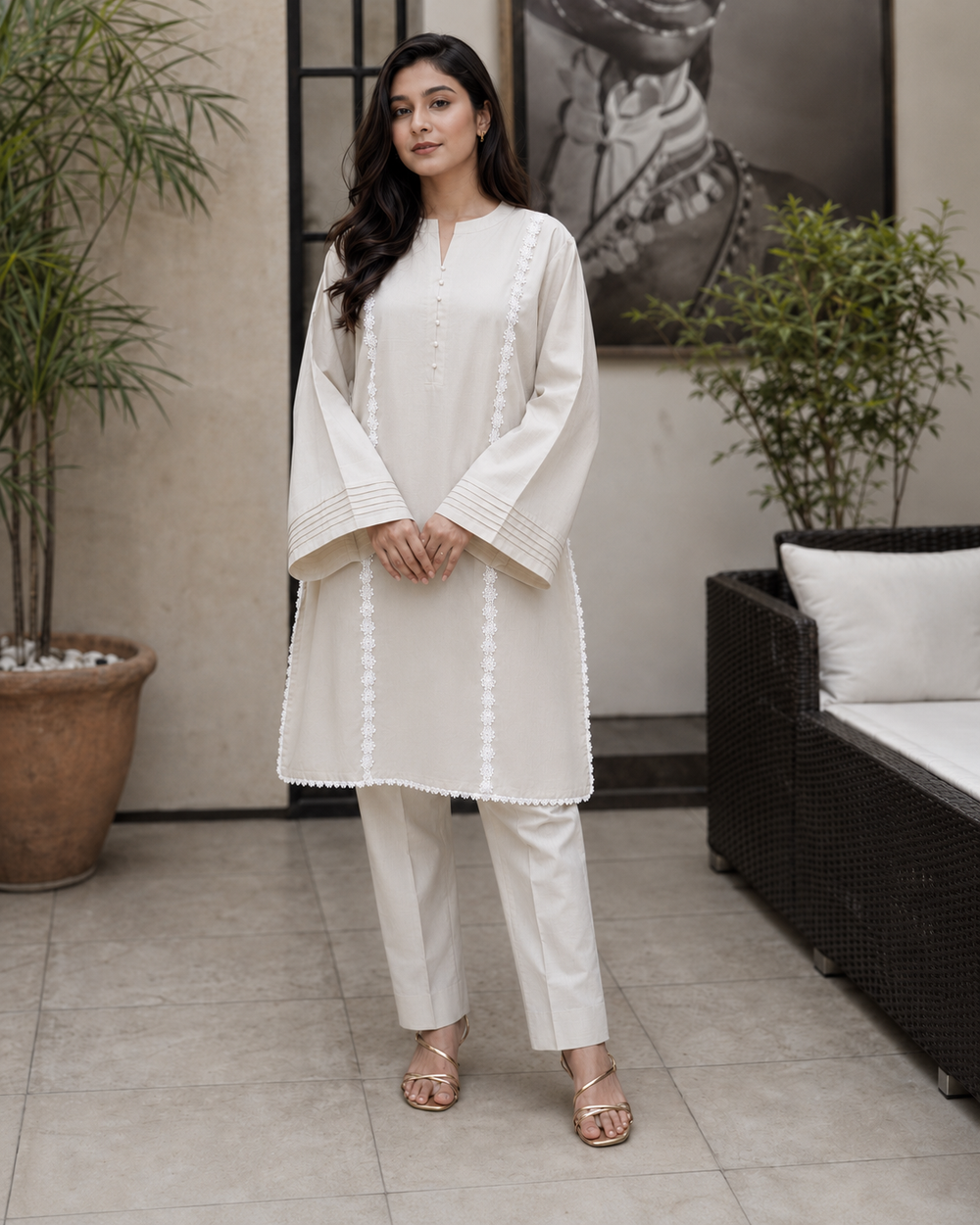 Serene Sand Kurti Set  0226 000478