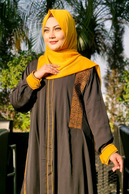 Hiba Black Cherry Georgette Abaya Women 0224 000252