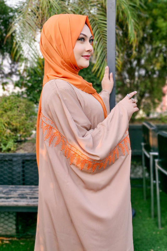 Hiba Brown Cherry Georgette Abaya Women 0224 000256