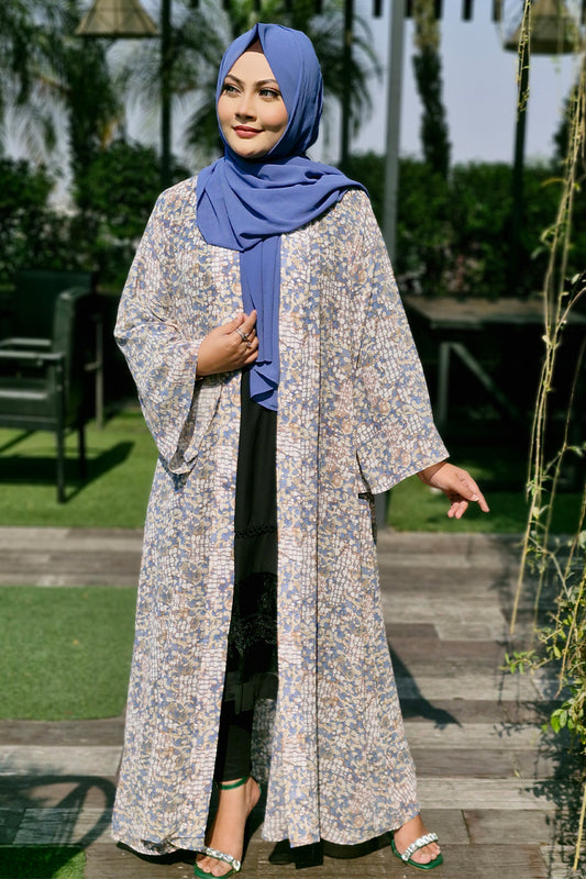 Hiba Brown texture Fabric Abaya Women  0723 000207