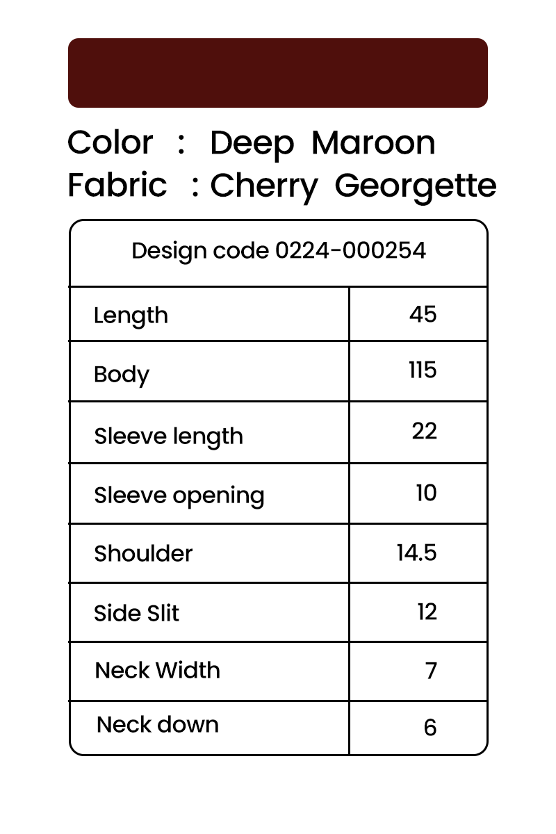 Hiba Deep Maroon Cherry Georgette Abaya Women 0224 000254 - showstopperbd.com