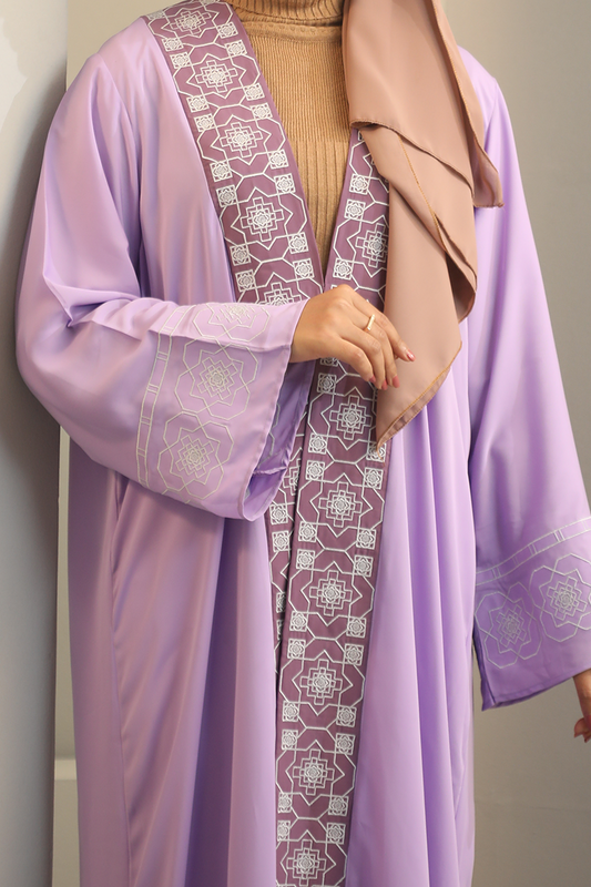 Hiba Lavender Cherry Georgette Abaya Women 0224 000264 - showstopperbd.com