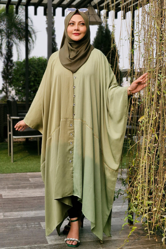 Hiba Light Olive Cherry Georgette Abaya Women 0224 000249
