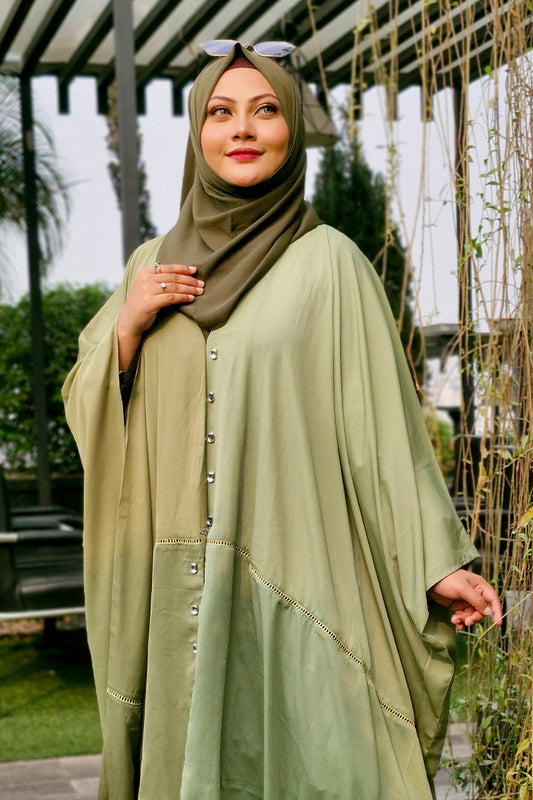 Hiba Light Olive Cherry Georgette Abaya Women 0224 000249
