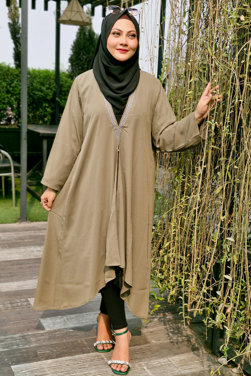 Hiba Light Olive Double Georgette Fabric Shrug Women 0823 000230