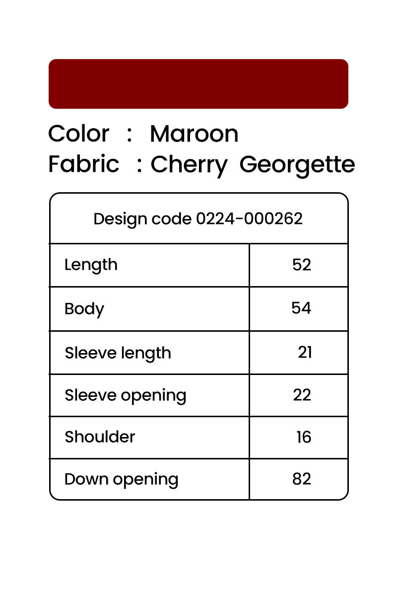 Hiba Maroon Cherry Georgette Abaya Women 0224 000262 - showstopperbd.com