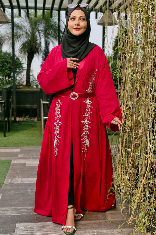 Hiba Maroon Red Cherry Georgette Abaya Women 0224 000263
