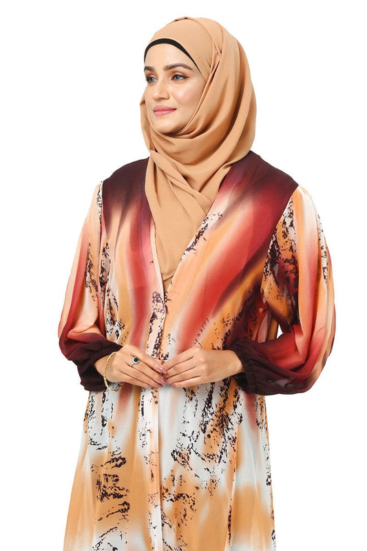 Hiba Maroon shaded georgette fabric Shrug Women 0723 000202 - showstopperbd.com