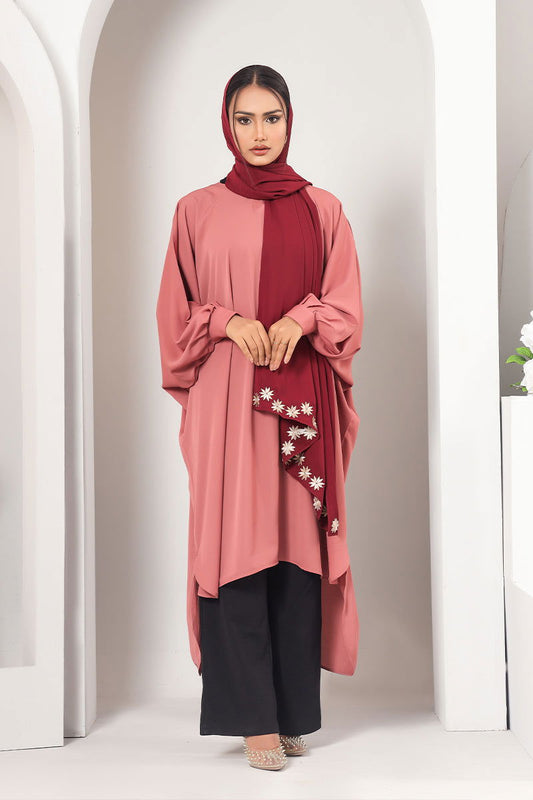 Hiba Mauve Cherry Georgette Abaya Women 1122 000064 - showstopperbd.com