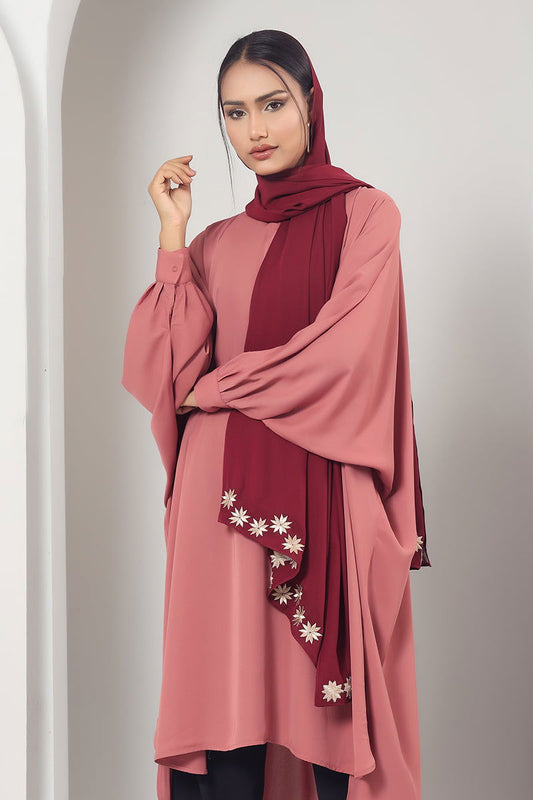 Hiba Mauve Cherry Georgette Abaya Women 1122 000064 - showstopperbd.com