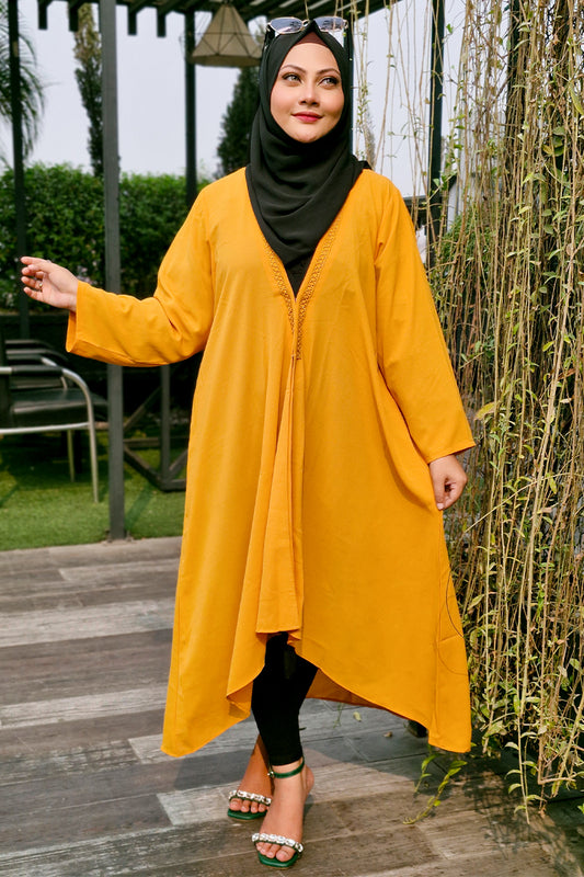 Hiba Mustard Yellow double georgette fabric Shrug Women 0823 000228