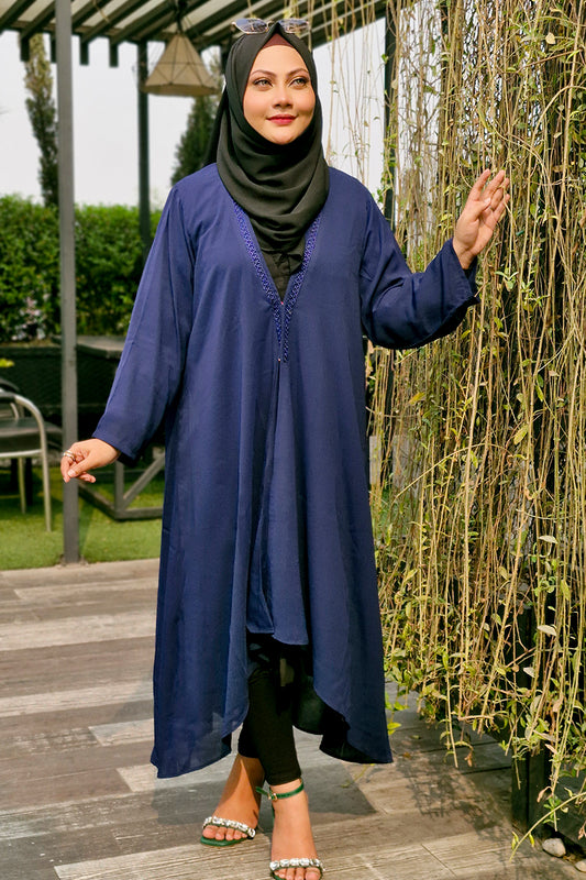 Hiba Navy Blue Double georgette fabric Shrug Women 0823 000233