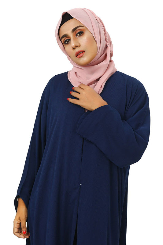 Hiba Navy textured georgette Fabric Abaya Women 0723 000204 - showstopperbd.com