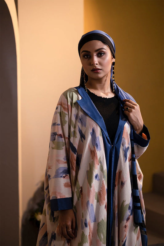 Hiba Off White Texture Georgette Abaya Women 0223 000148 - showstopperbd.com