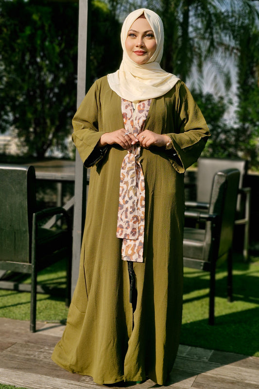Hiba Olive Green Crepe Georgette Shrug  Women 0823 000225
