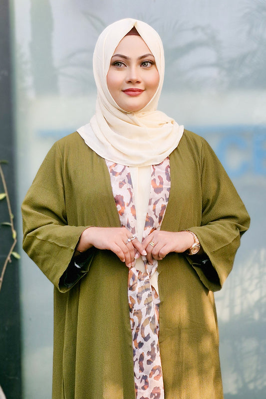 Hiba Olive Green Crepe Georgette Shrug  Women 0823 000225