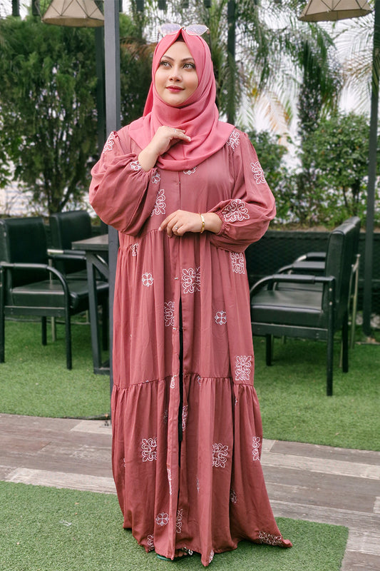 Hiba Punch Pink Cherry Georgette Abaya Women 0224 000266