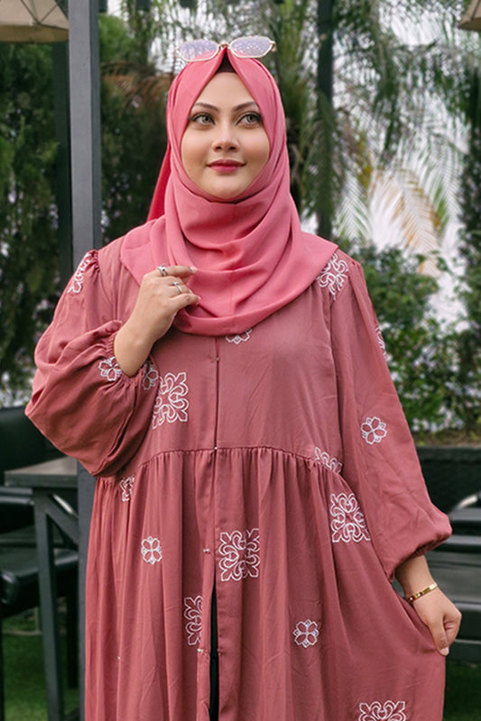 Hiba Punch Pink Cherry Georgette Abaya Women 0224 000266