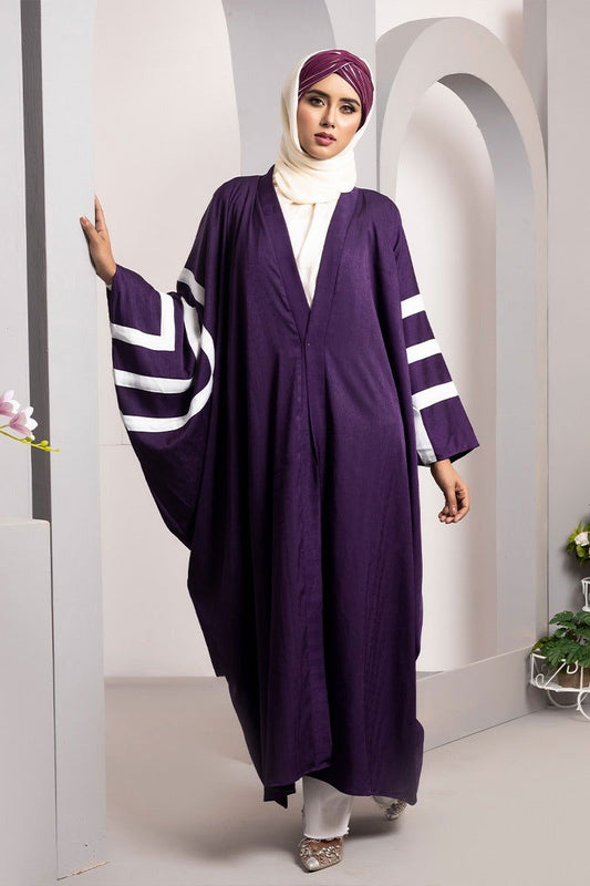 Hiba Purple Texture Georgette Abaya Women 0223 000151 - showstopperbd.com