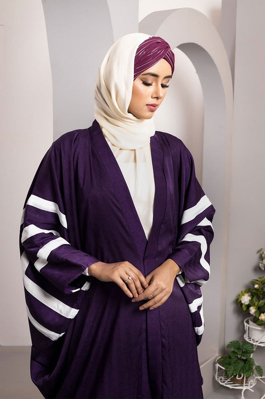Hiba Purple Texture Georgette Abaya Women 0223 000151 - showstopperbd.com