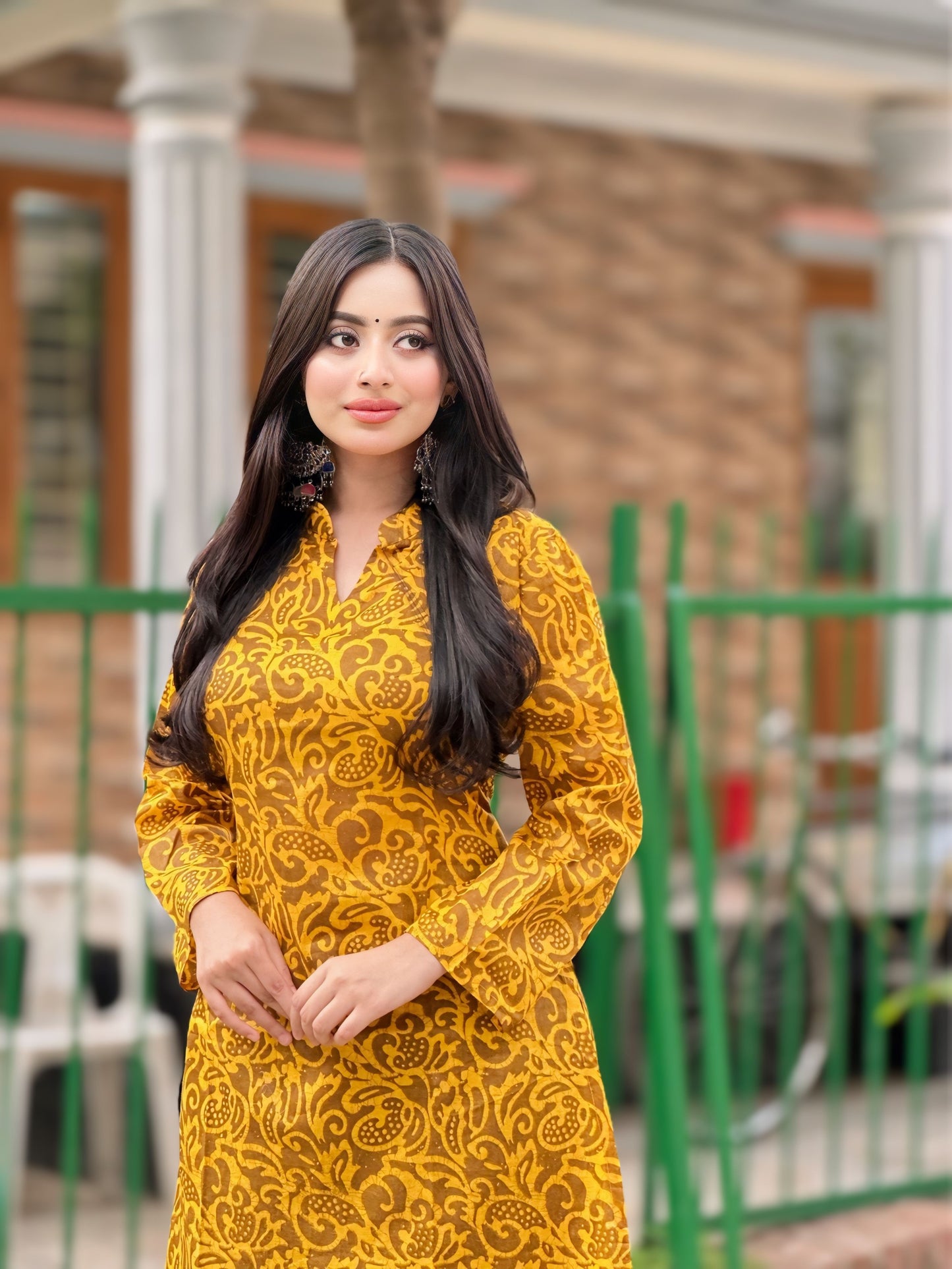 Showstopper Masterd Yellow Cotton Kurti Women 1123 000242