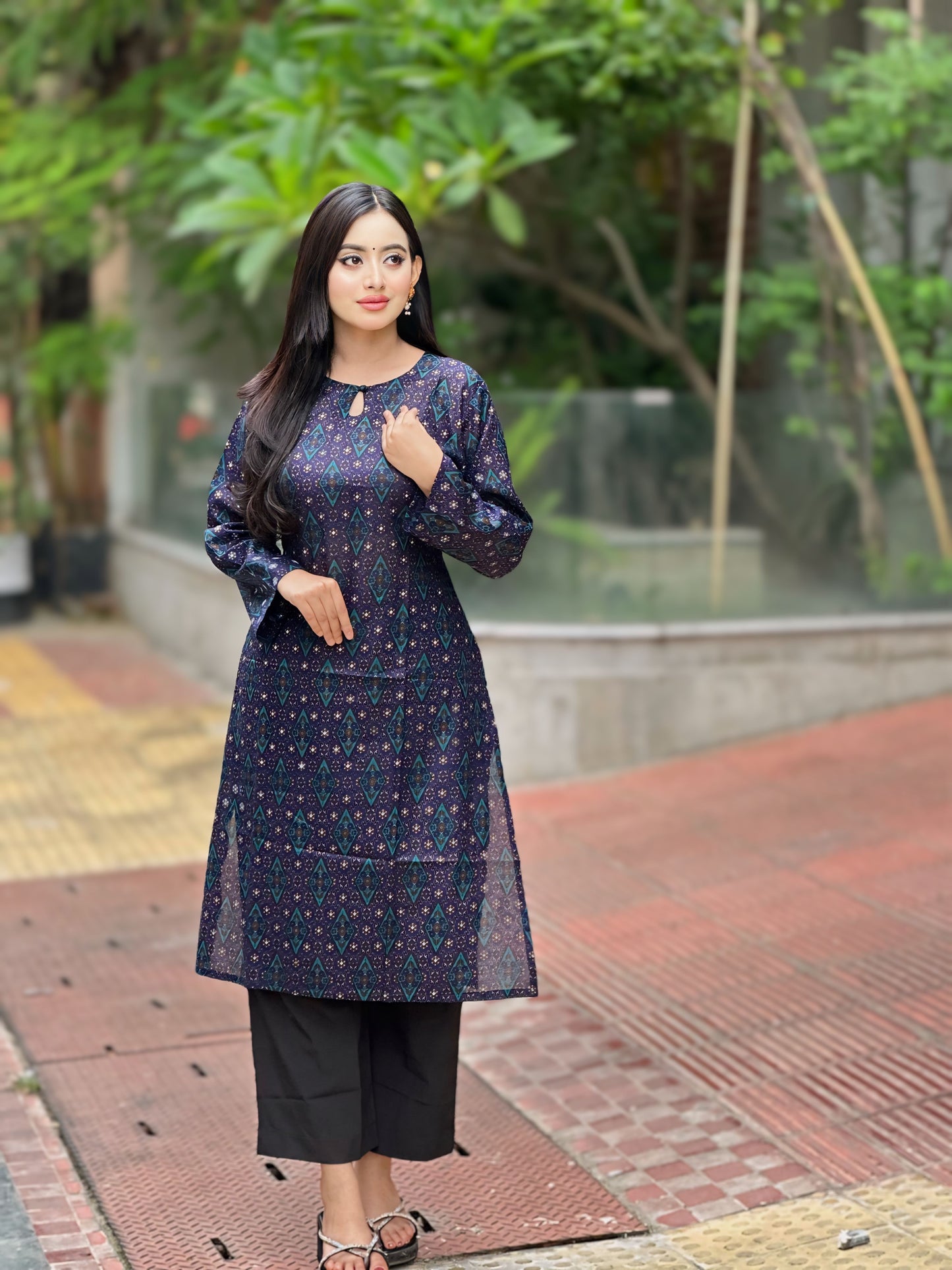 Showstopper Navy Blue Cotton Kurti Women 0224 000315
