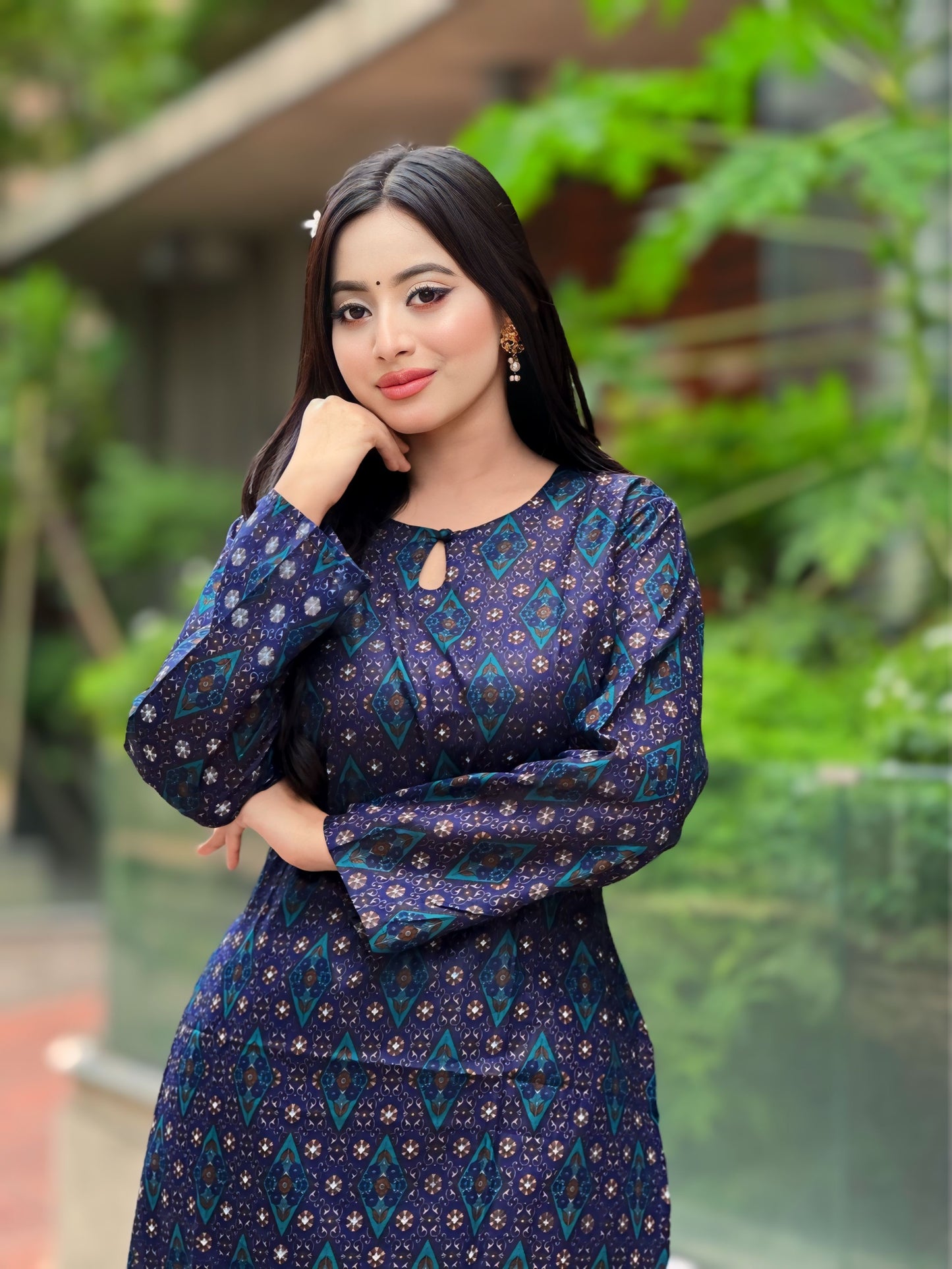 Showstopper Navy Blue Cotton Kurti Women 0224 000315