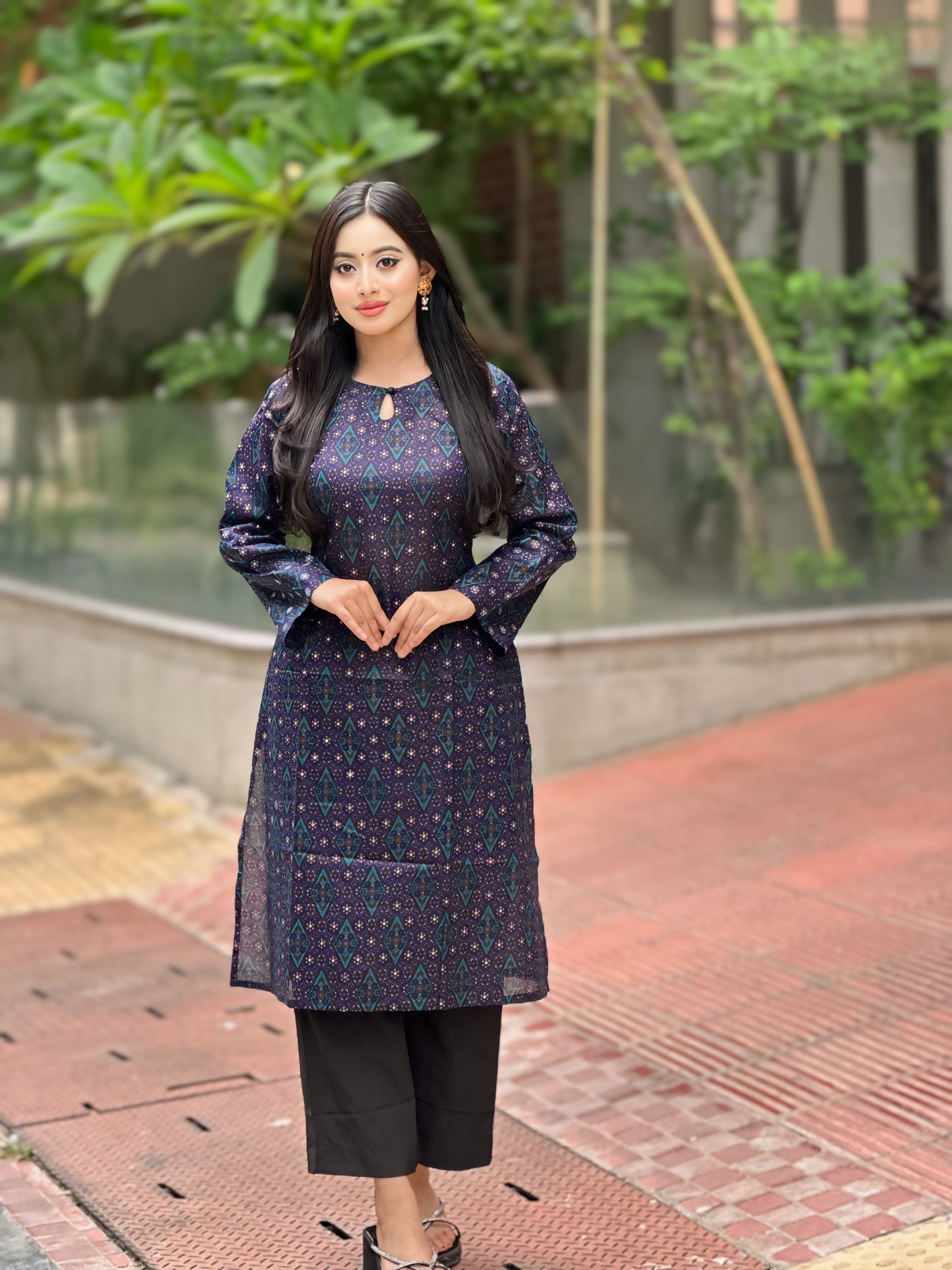 Showstopper Navy Blue Cotton Kurti Women 0224 000315