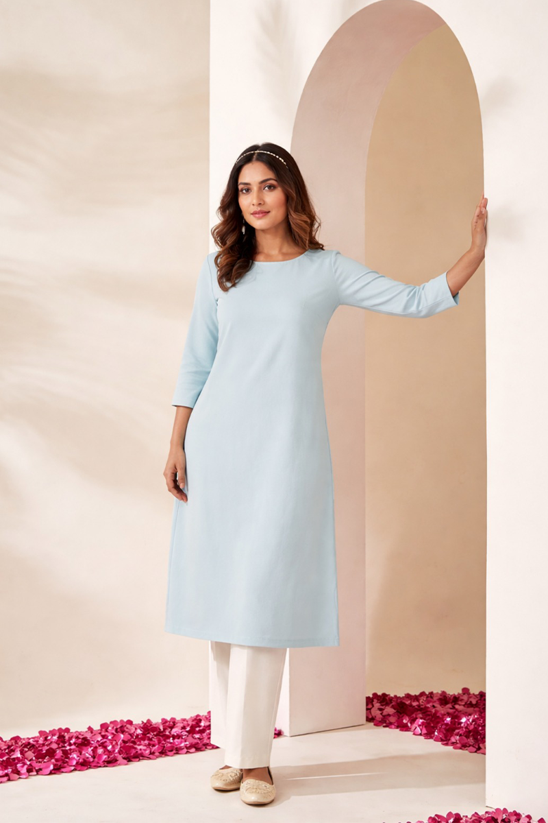 Showstopper Light Pistachio Cherry Georgette Kurti Women 0724 000327