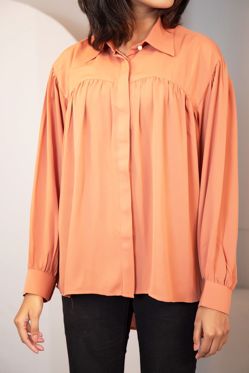 Showstopper Apricot Brown Cherry georgette Shirt Women 1223 000280 - showstopperbd.com
