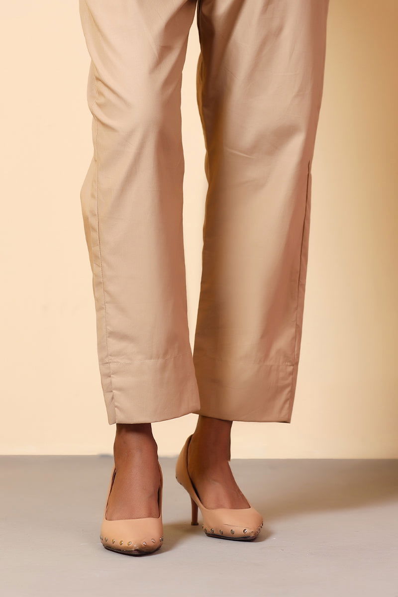 Showstopper Beige Spandex Cotton Fabric Straight Pant Women 0523 000197 - showstopperbd.com