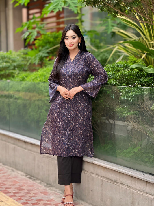 Showstopper Blue Cotton Kurti Women 1223 000297 - showstopperbd.com