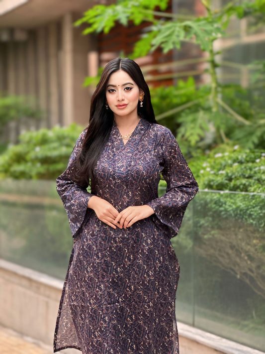 Showstopper Blue Cotton Kurti Women 1223 000297 - showstopperbd.com