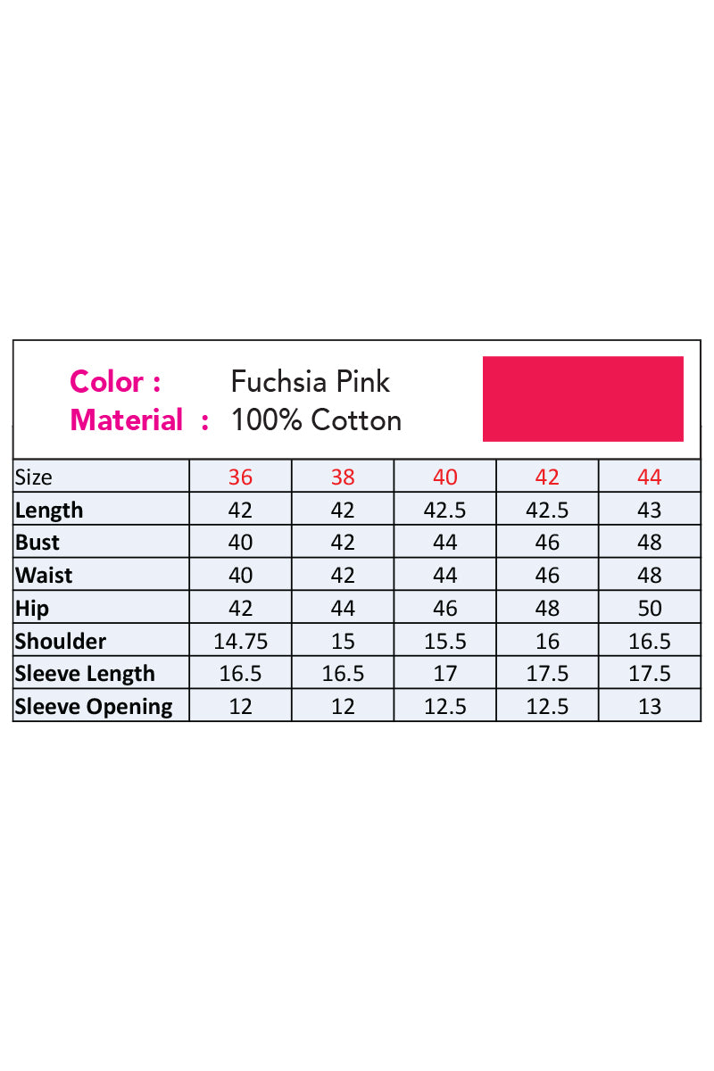 Showstopper Fuchsia Pink Cotton Kurti Women 0523 000160 - showstopperbd.com