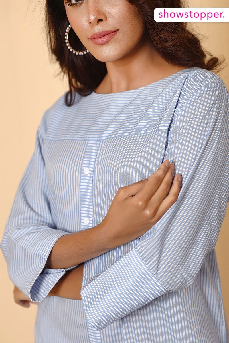 Showstopper Icy Blue Cotton Kurti Women 0523 000170 - showstopperbd.com