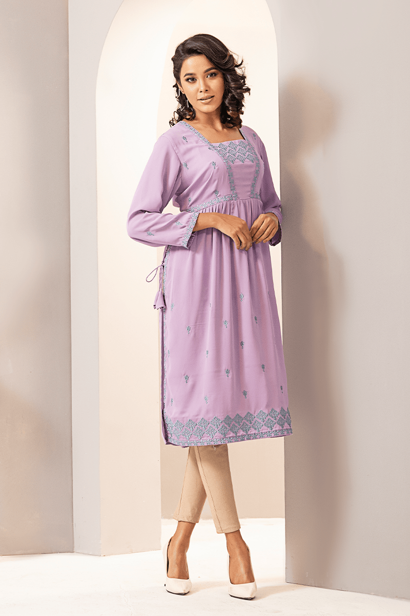 Showstopper Lavender Cherry Georgette Kurti Women 0224 000302 - showstopperbd.com