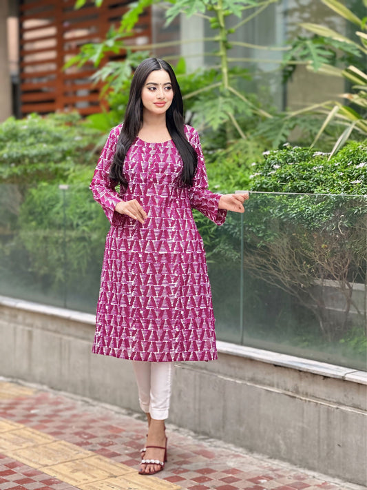 Showstopper Magenta Cotton Kurti Women 0224 000310 - showstopperbd.com