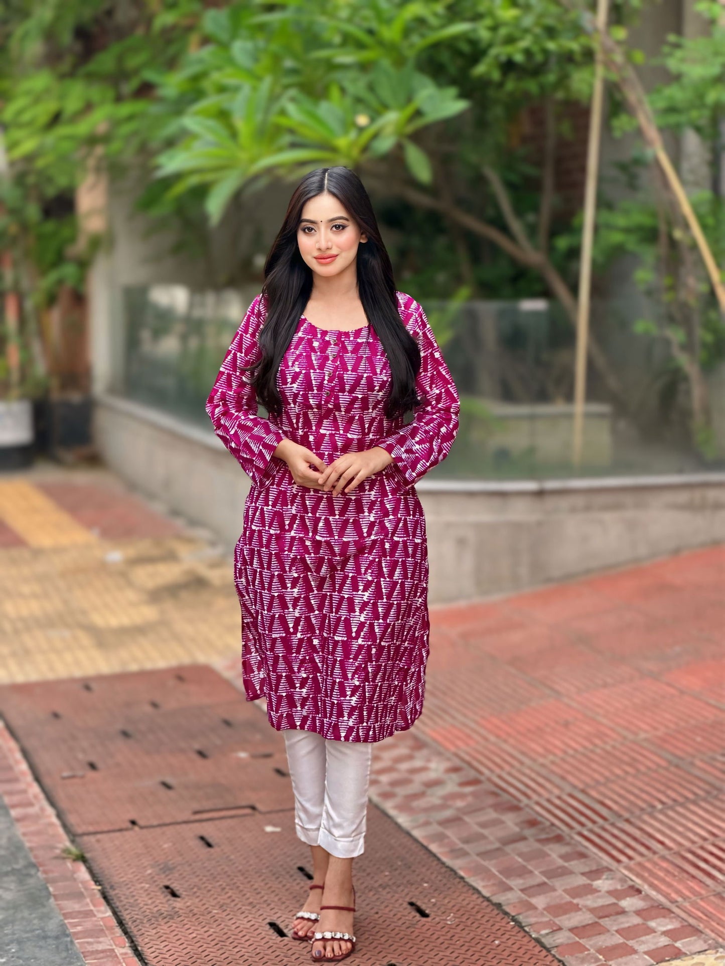 Showstopper Magenta Cotton Kurti Women 0224 000310 - showstopperbd.com