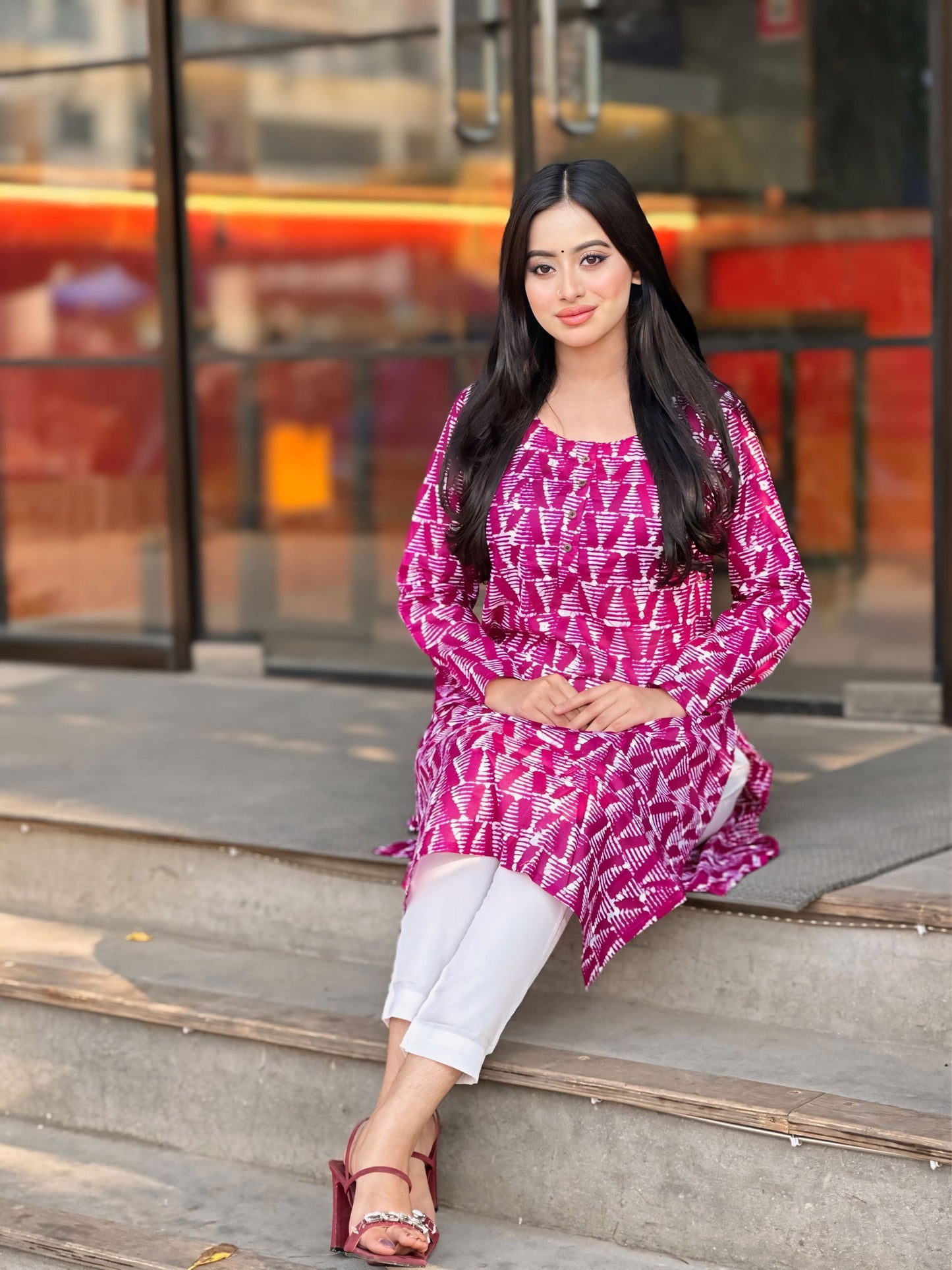 Showstopper Magenta Cotton Kurti Women 0224 000310 - showstopperbd.com