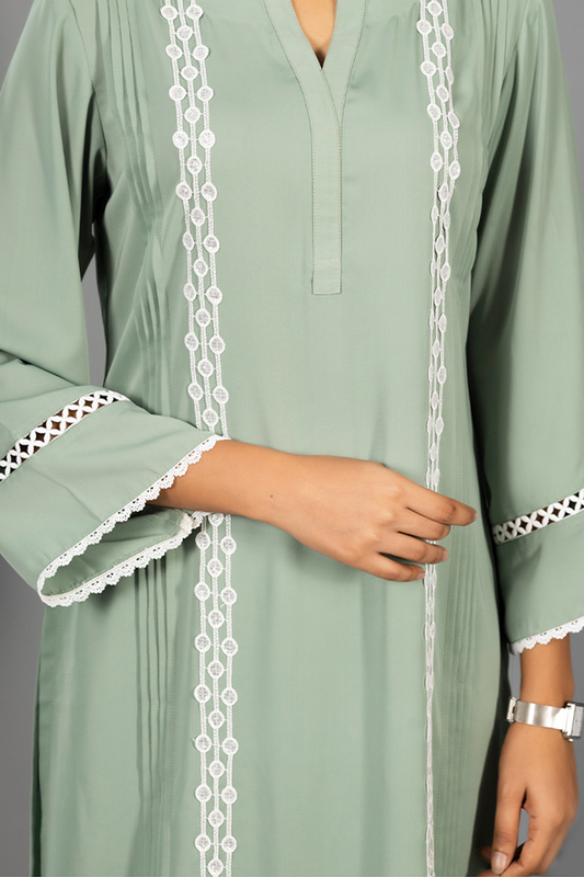 Showstopper Pastel Green Cherry Georgette Kurti Women J04