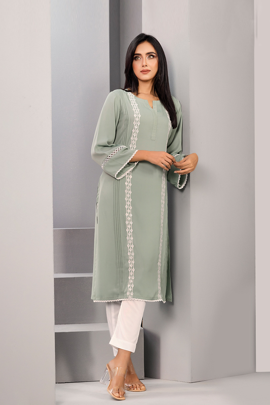 Showstopper Pastel Green Cherry Georgette Kurti Women J04
