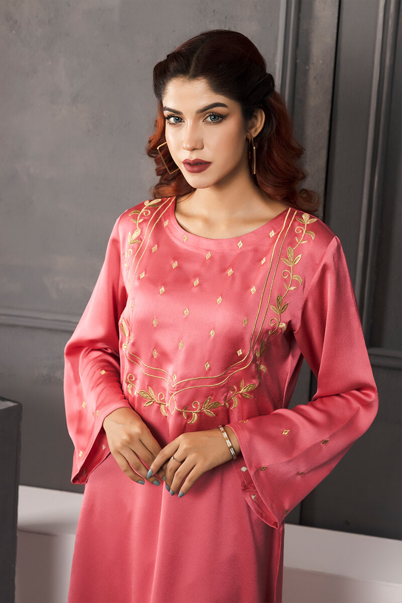 Showstopper Pink Crepe Silk Kurti Women J13